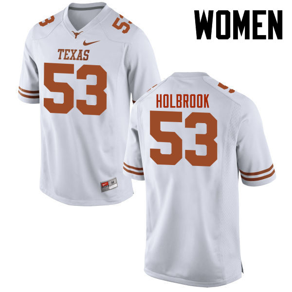 Women #53 Jak Holbrook Texas Longhorns College Football Jerseys-White
